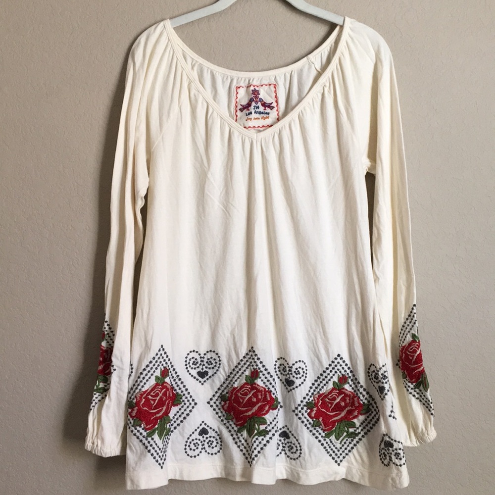 Johnny Was Long Sleeve Embroidered Tunic Top